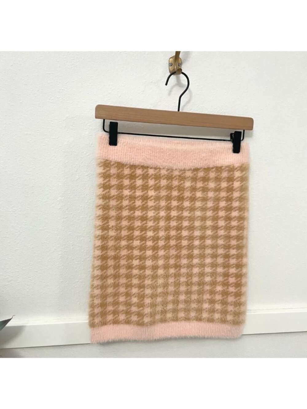 For Love & Lemons Cher Cardigan Tank Skirt Set M Light Pink Orange Houndstooth - Picture 11 of 12